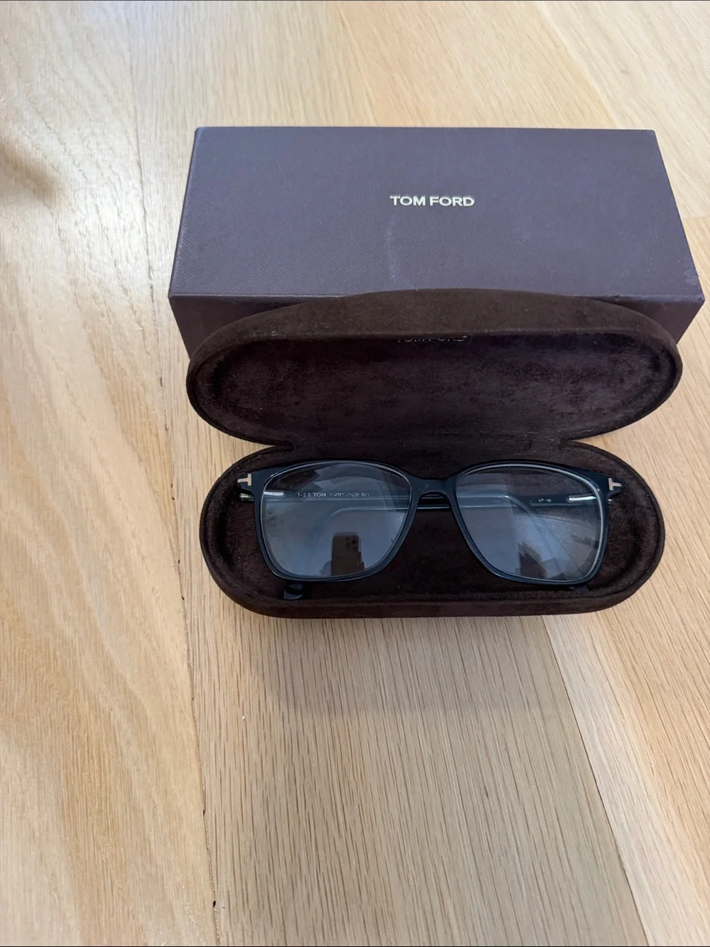 Tom Ford Black and Gold Rectangular Eyeglasses with Branded Case